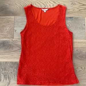 Bright orange/red eyelet tank